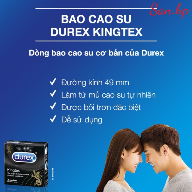 Bộ 1 Hộp Bao Cao Su Durex Kingtex (12 Cái - Hộp) + 1 Hộp Bao Cao Su Kingtex (3 Cái - Hộp)