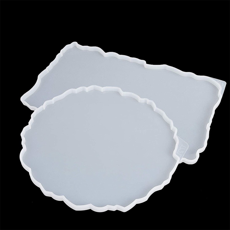 Bộ 2 Khuôn Silicone Làm Khay Resin Epoxy DIY Hình Chữ Nhật + Tròn