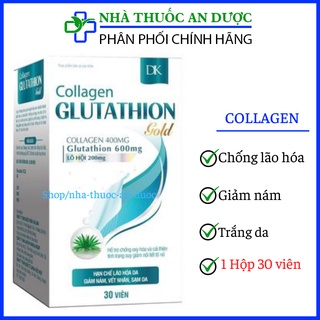 Viên uống trắngda COLLAGEN GLUTATHIONE GOLD hỗ trợ giảm nám , tàn nhang , sạm da , giảm oxy hóa ở da – hộp 30 viên