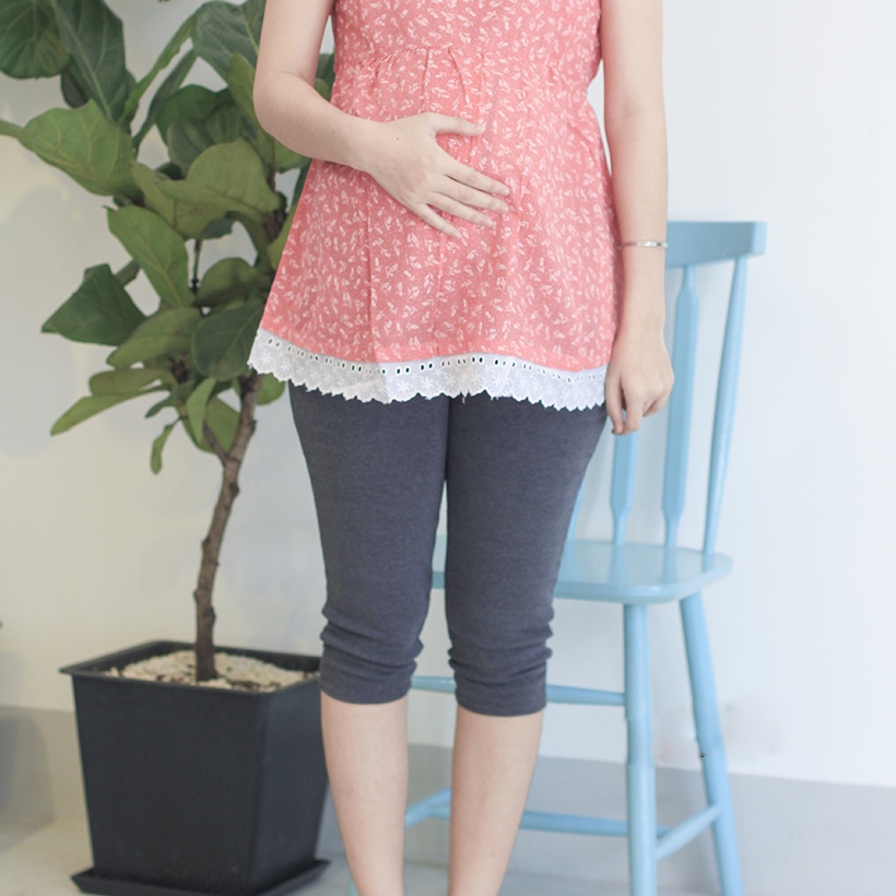 Quần legging bầu ngố cạp chéo, đáp bụng chất cotton ,quần bầu trên gối có chun điều chỉnh bụng