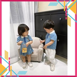 ODER ANU95 - ÁO ĐÔI XANH CỔ BẺ TRẮNG MICKEY MOUSE MẸ VÀ BÉ