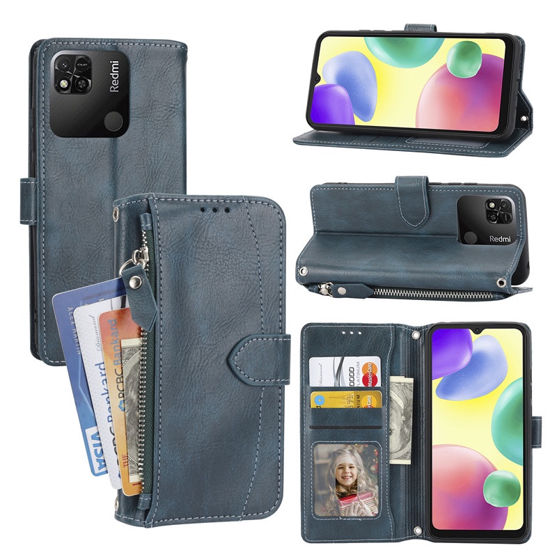 Ốp Điện Thoại Da Kiểu Ví Lật Có Đế Cho Redmi 10A 10C Note 12 11 11T Pro Xiaomi 12 Pro