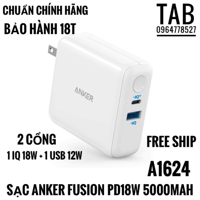 Sạc Anker Fusion 5000mAh PD 18w - Chính Hãng (A1624)