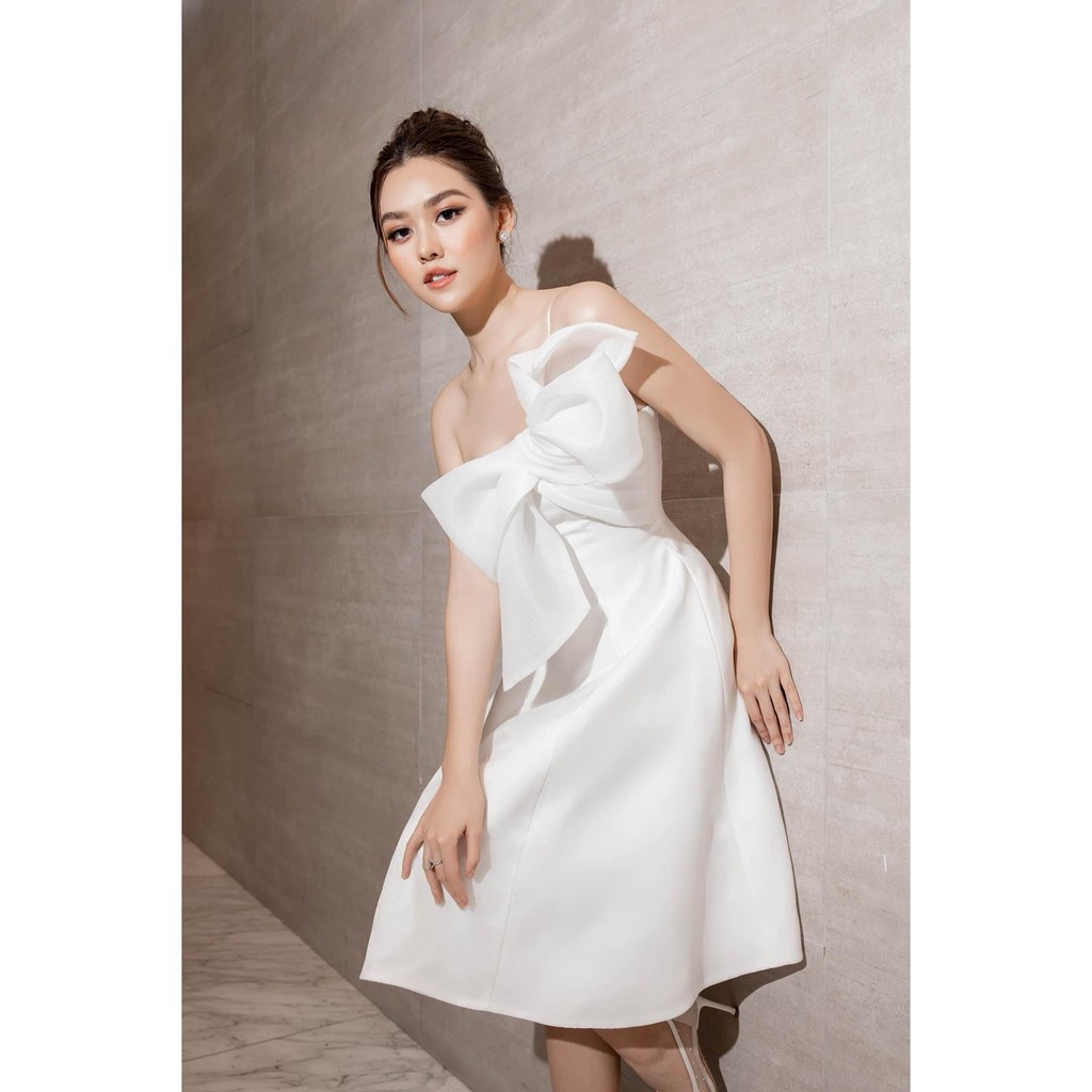 Đầm dự tiệc dáng xòe đính nơ sang trọng | BigBuy360 - bigbuy360.vn