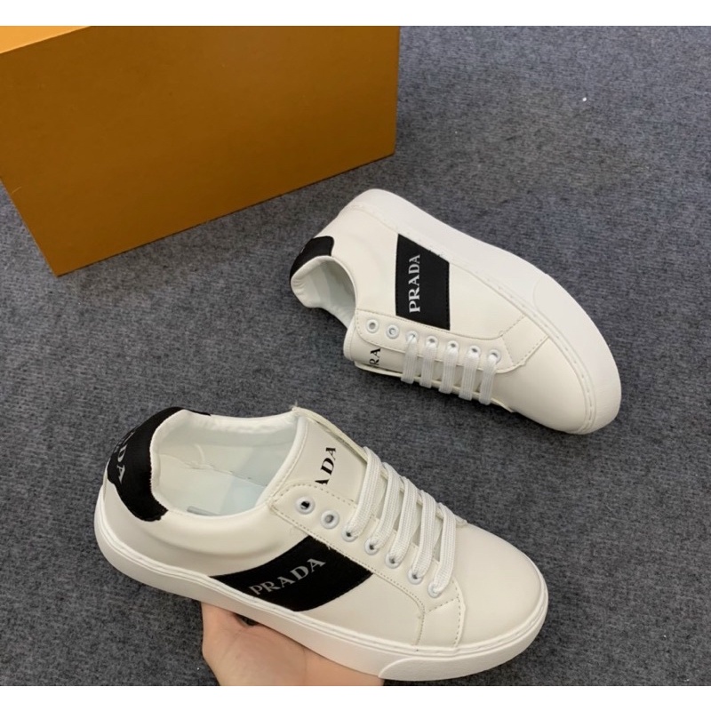 Giầy thời trang buộc dây có hoạ tiết in chữ, Giầy thể thao da mềm đế cao su phong cách giới trẻ btshop từ 38 đến 42