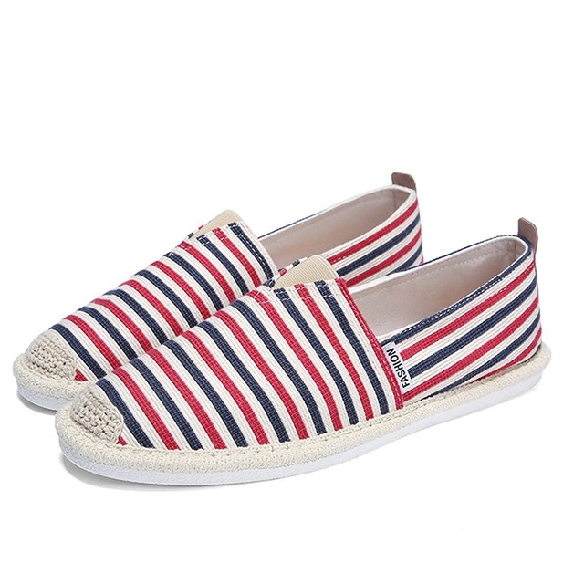 Slip on nam - Giày lười vải nam cao cấp - 4 màu sọc đen, xanh, vàng/đen & đỏ/đen - Mã SP 2906 | BigBuy360 - bigbuy360.vn