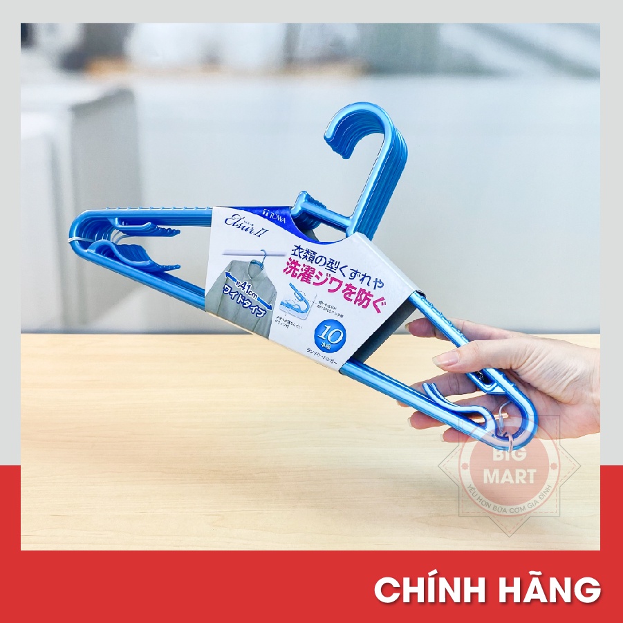 Set 10 Móc Phơi Quần Áo Towa Nhật Bản Màu Xanh