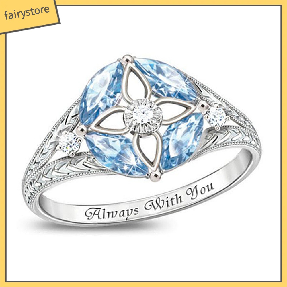 Nhẫn Hợp Kim Đính Đá Sapphire Nhân Tạo Sang Trọng Cho Nữ