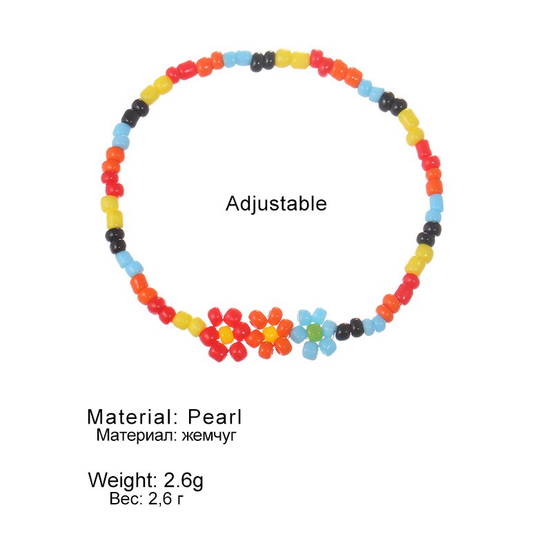 Vòng chân đính hạt hình hoa cúc nhiều màu sắc phong cách Hàn Quốc thời trang đi biển cho nữ