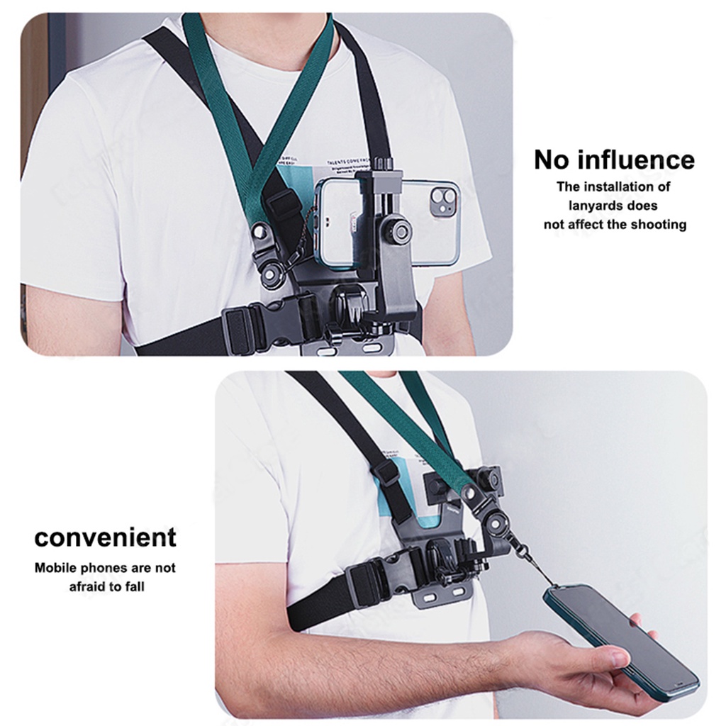 Mới 6pcs Điện Thoại Gắn Ngực Dây Đeo Giá Đỡ Dây Đeo Ngực Xoay Dây Kẹp Cho Điện Thoại Thông Minh GoPro