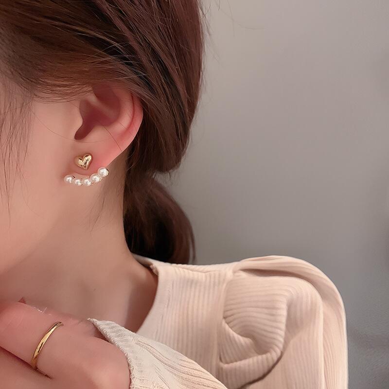 Đôi khuyên tai IF ME kiểu trái tim đính ngọc trai thời trang cho nữ