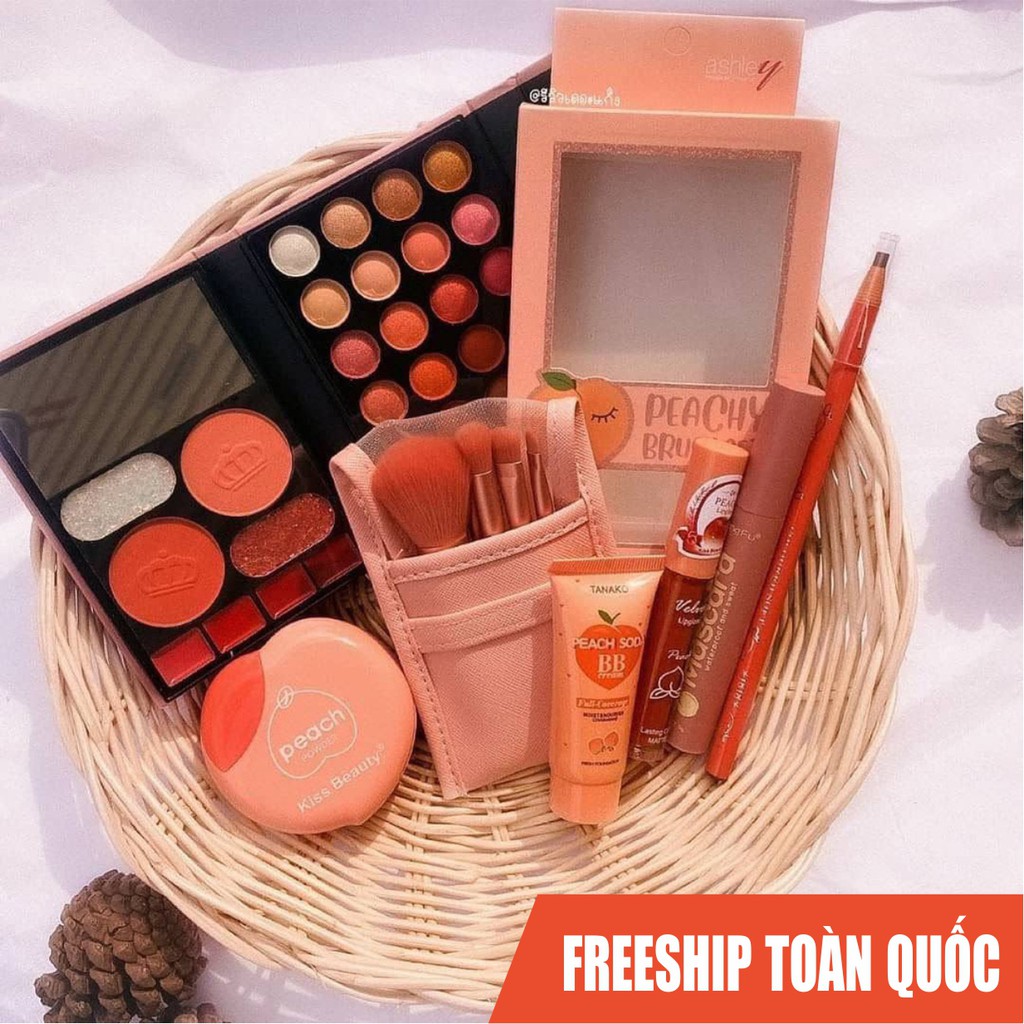 Bộ trang điểm peach ashley 11 món đầy đủ