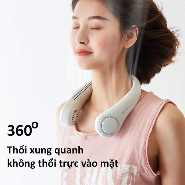 Quạt mini đeo cổ sạc USB tiện dụng 3 tốc độ dung lượng pin tích hợp 2400MAH-4000MAH