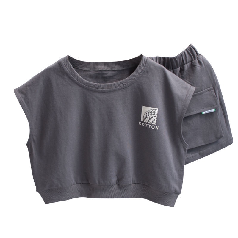 Set Áo Thun Ngắn Tay Và Quần Lửng Phong Cách Hàn Quốc Thời Trang Mùa Hè Cho Bé Trai