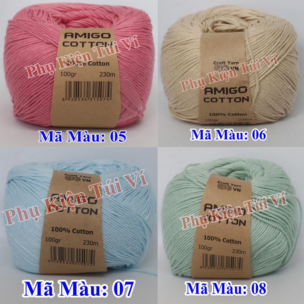 Sợi Amigo 100% Cotton 28k/c (Màu 1- 20)