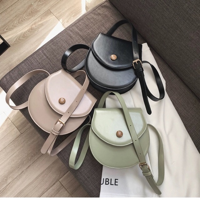 Túi da trơn bán nguyệt cúc tròn vintage hottrend