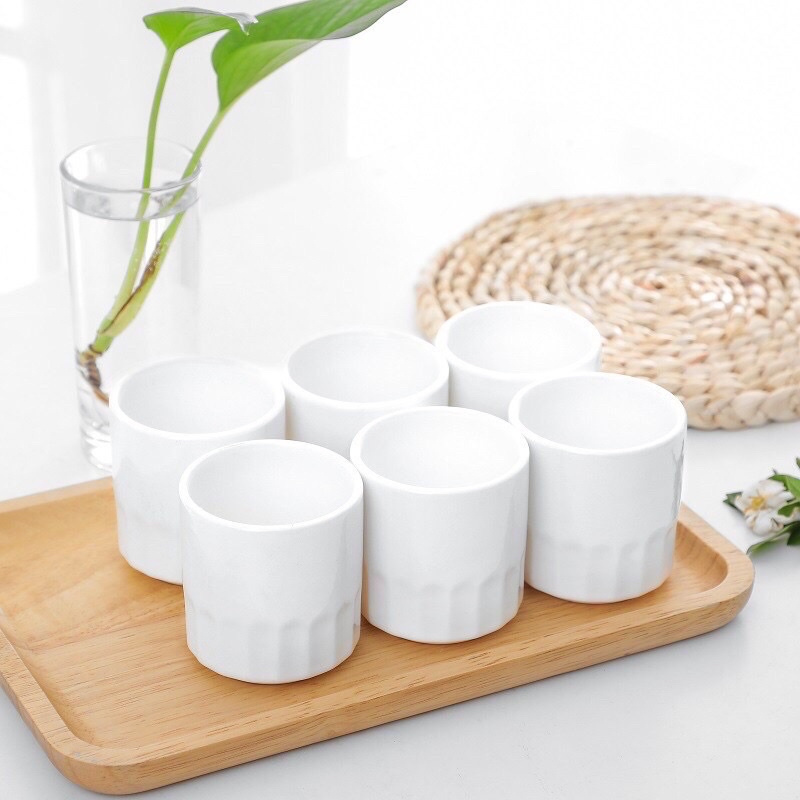 Ly trà sứ tráng men trắng 160ml