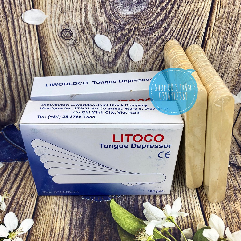 Que Đè Lưỡi LITOCO - Que Kem Gỗ Hộp 100 Que