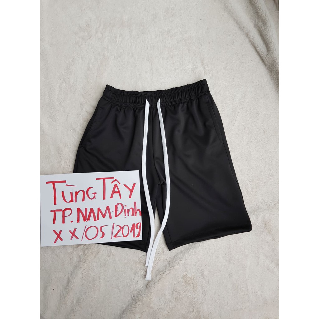 Quần Short nỉ đen trơn unisex co giãn