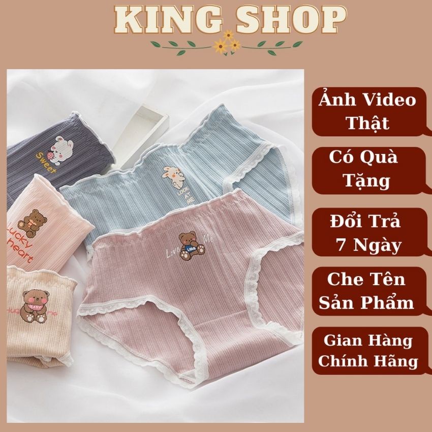 Quần lót nữ Cotton Viền ren Cao Cấp, Quần chip nữ in họa tiết dễ thương đáy quần may chắc chắn khán khuẩn L2899
