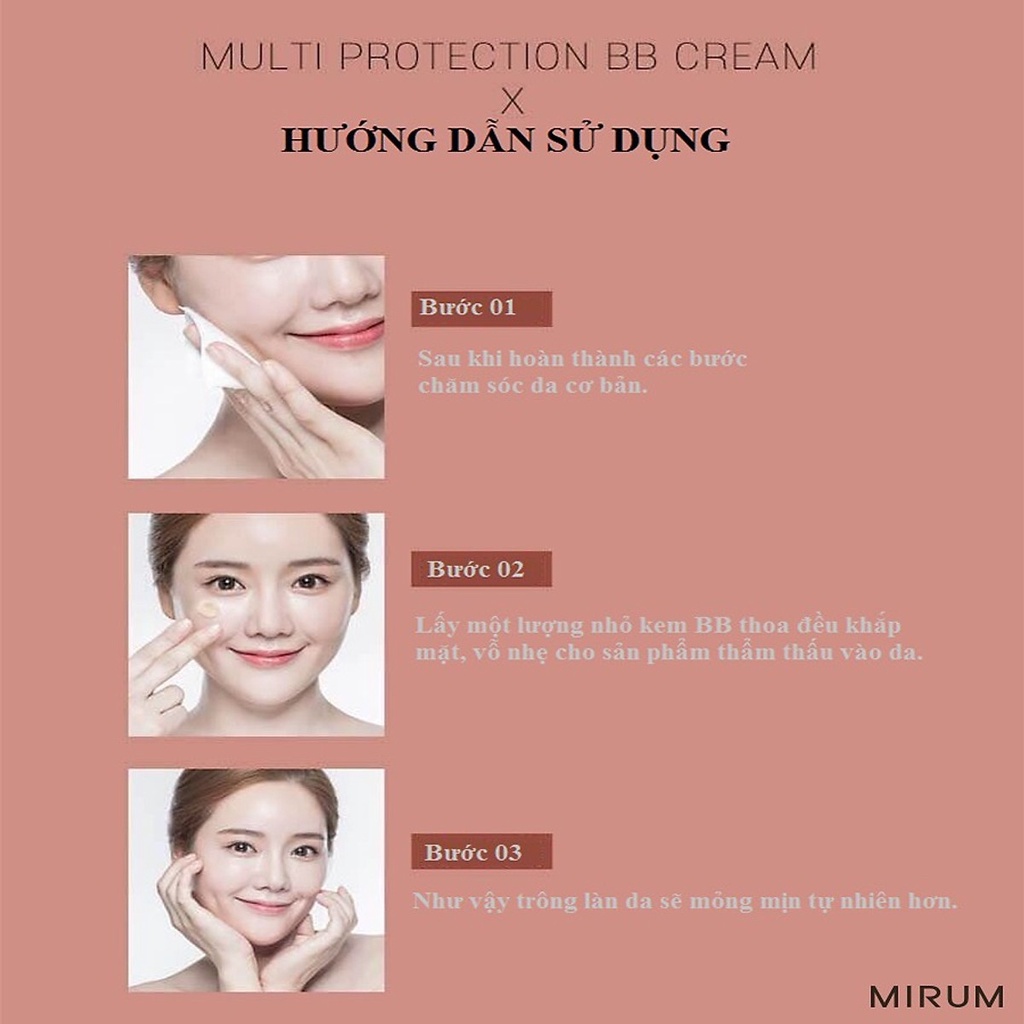 Kem trang điểm đa tác động 6 trong 1 Mirum Multi Protection BB Cream SPF30/PA++ 50g