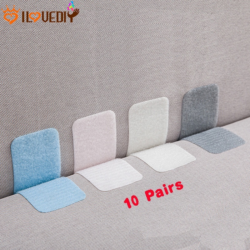 [10 Pairs Bed Sheet Sofa Cushion Fixer] [Quilt Anti-slip Velcro] [Invisible Non-marking Needle-free Carpet Fixing Patch]