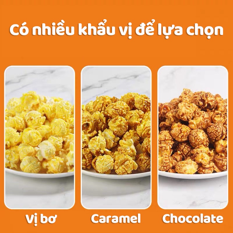 Bắp Rang Bơ 3in1 Set Ngô Nổ Bắp Nổ Tự Làm Bỏng Ngô Đồ Ăn Vặt Vị Caramel Bơ Chocolate tiện lợi dễ làm