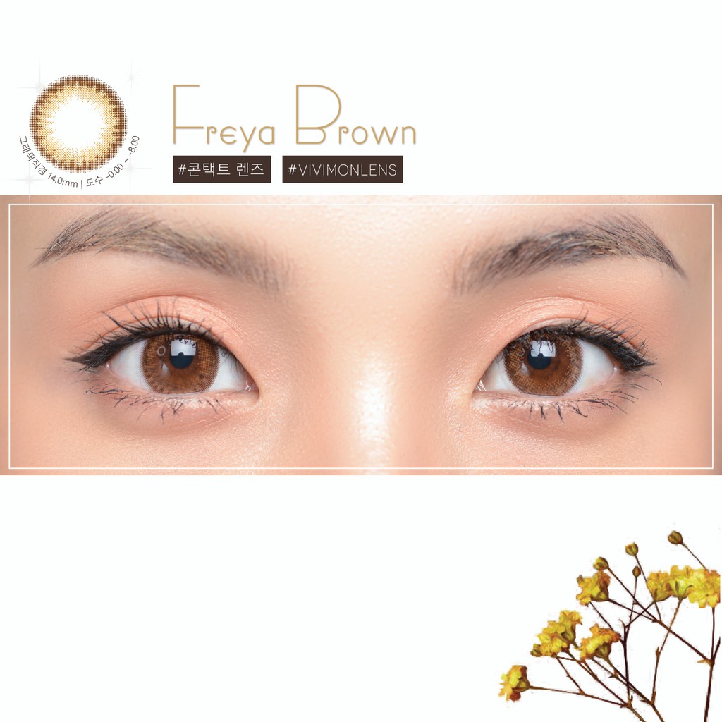 Lens Cận Hàn Quốc Màu Nâu Sáng Tự nhiên - Kính Áp Tròng VIVIMOON Freya Brown 14.0mm