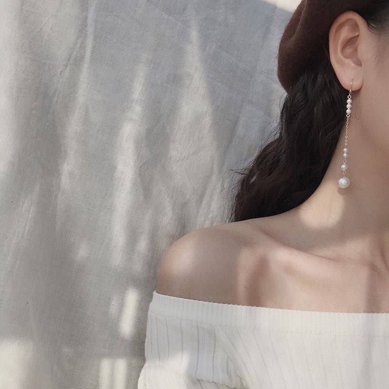 Khuyên tai vintage hạt dáng dài mã FR-1713