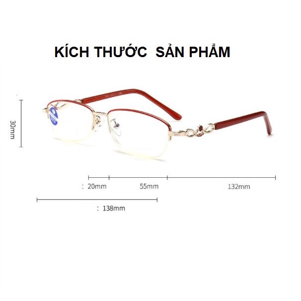 Kính lão thị viễn thị nửa viền gọng cước nữ giới nhẹ nhàng sang trọng kiểu dáng thanh lịch ôm mặt chống mỏi  KV3AUNIQUI