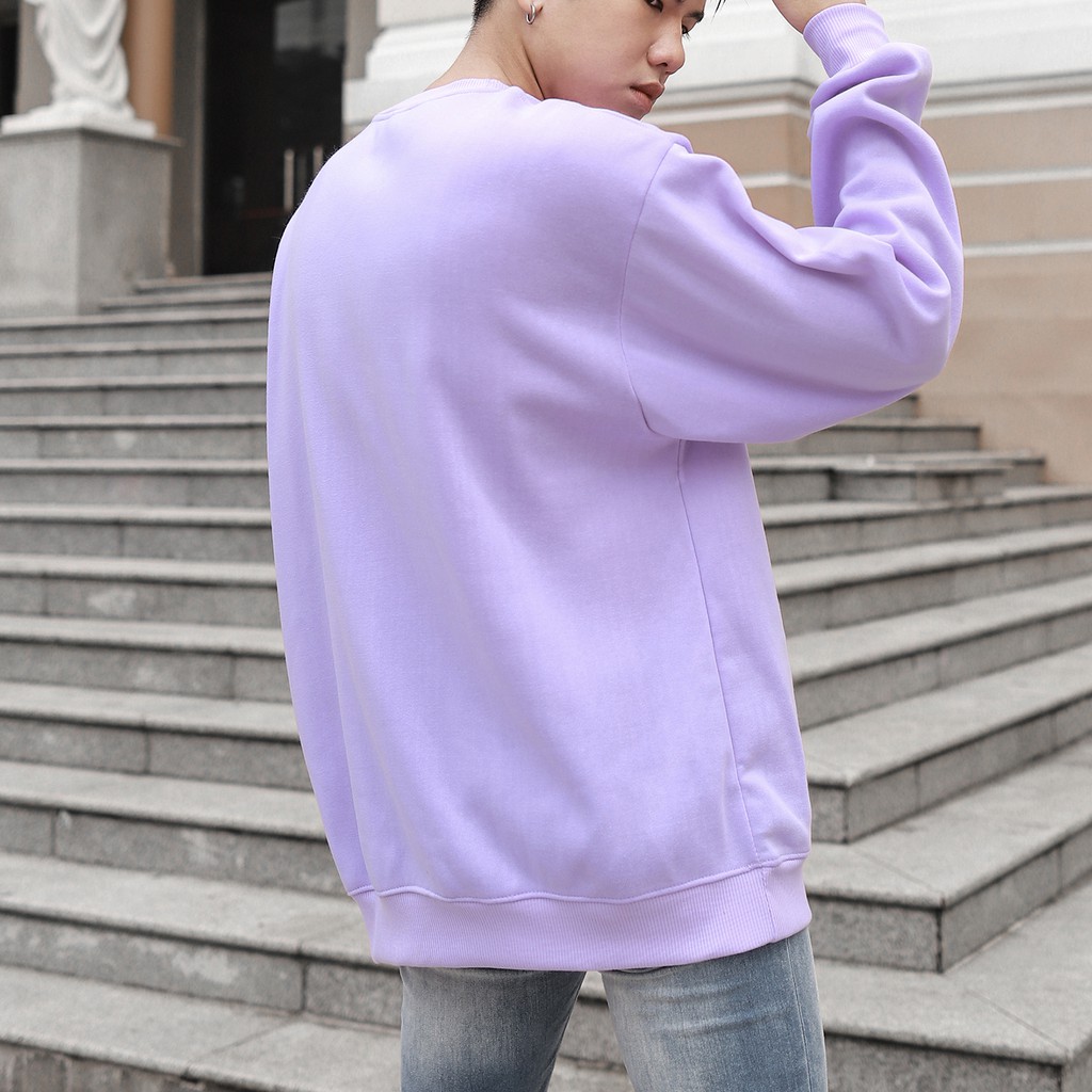 Áo Tay Dài Sweater Champion Chữ Thêu Sắc Nét Có Chất Liệu NỈ Bông Cotton Màu Tím