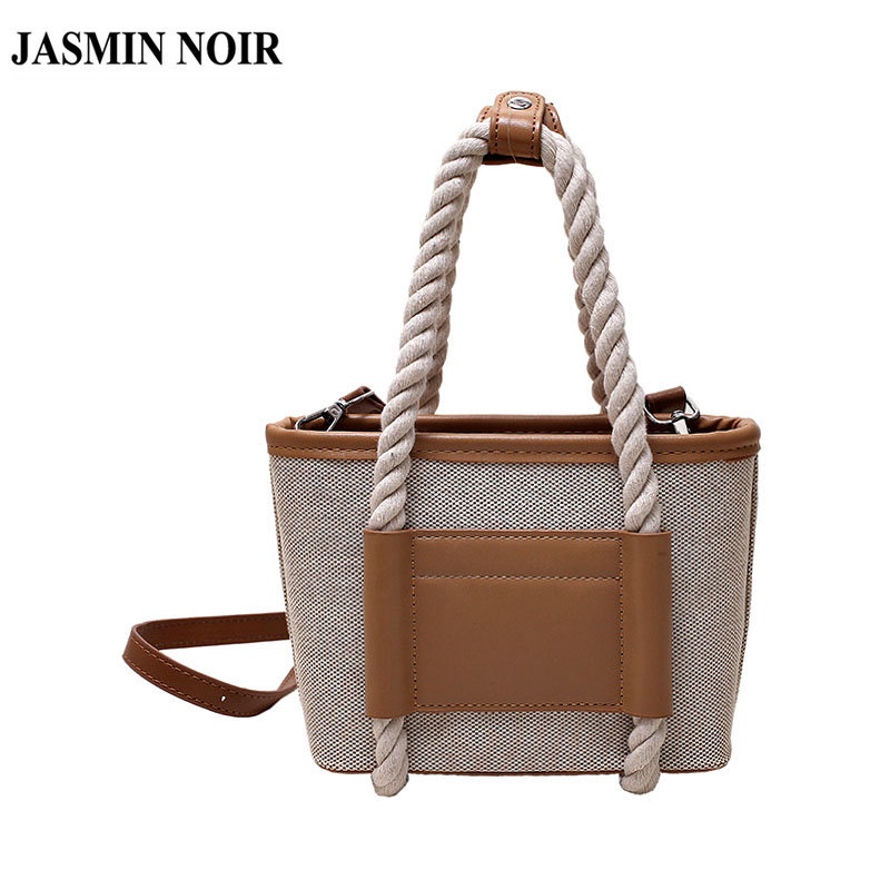 Túi Xách JASMIN NOIR Vải Canvas Nắp Gập Màu Sắc Tương Phản Thời Trang Dành Cho Nữ