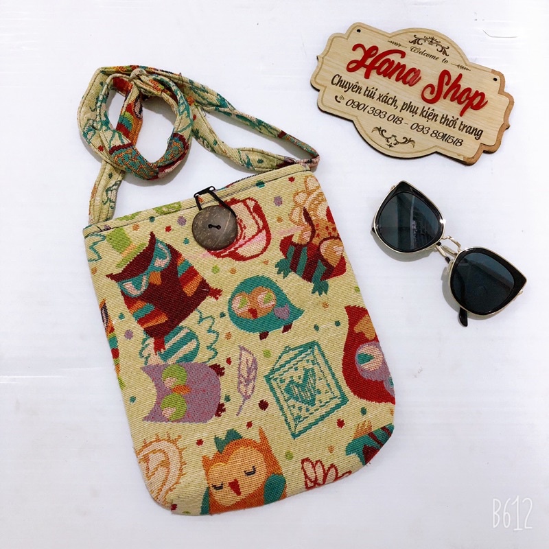 Túi đeo chéo thổ cẩm cúc dừa trung