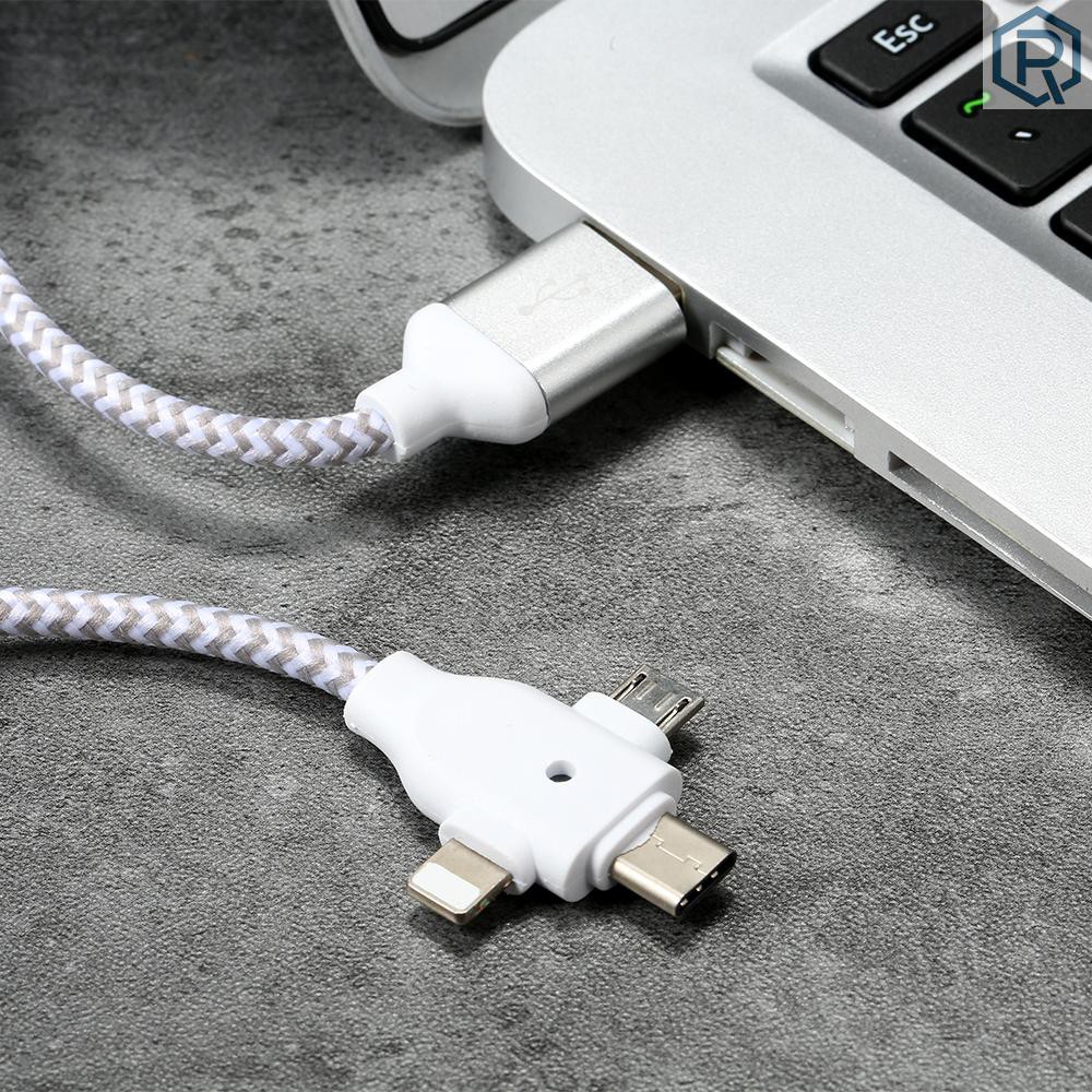 Dây Cáp Sạc 3 Trong 1 2a Micro Usb / Type-C / Lightning Đa Năng