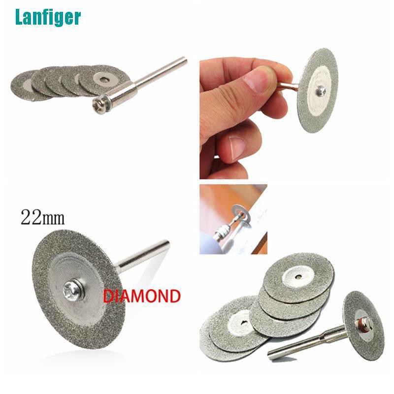 Bộ 5 Mũi Khoan Mài Kim Cương 22mm + 1 Trục Cho Dremel