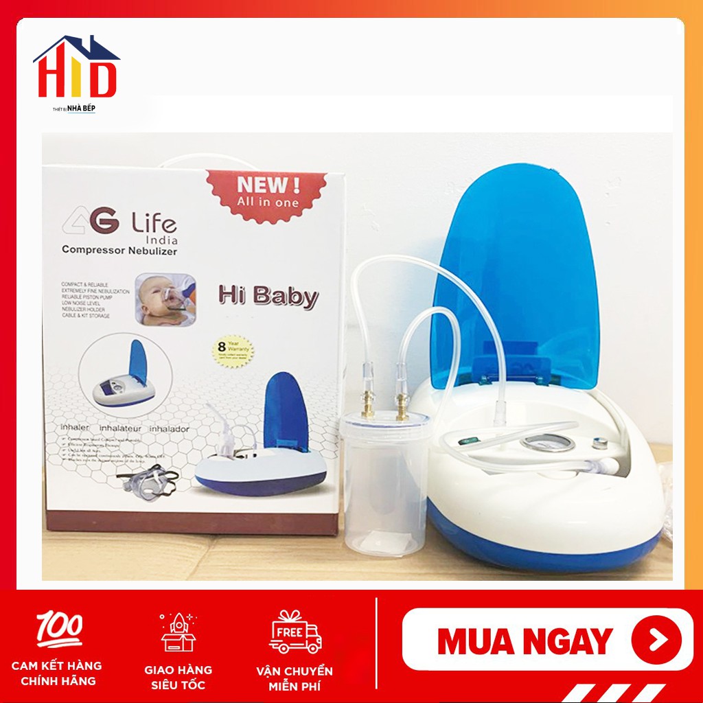 MÁY XÔNG VÀ HÚT MŨI HỌNG 2 TRONG 1 HI BABY AG-LIFE ẤN ĐỘ CÓ ĐỒNG HỒ ÁP SUẤT