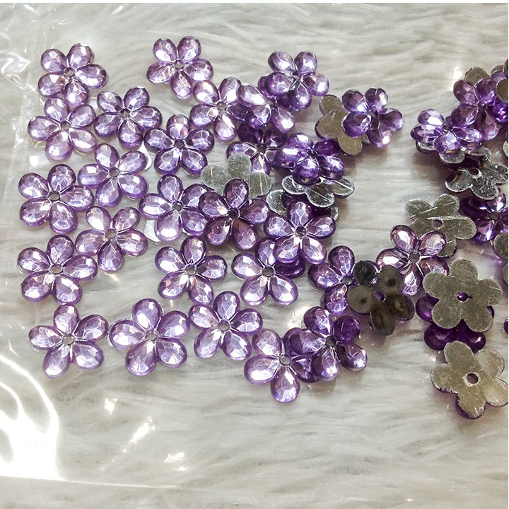 Gói 5 Hạt đá acrylic hoa mai nhựa kết áo lấp lánh đính trang phục thời trang