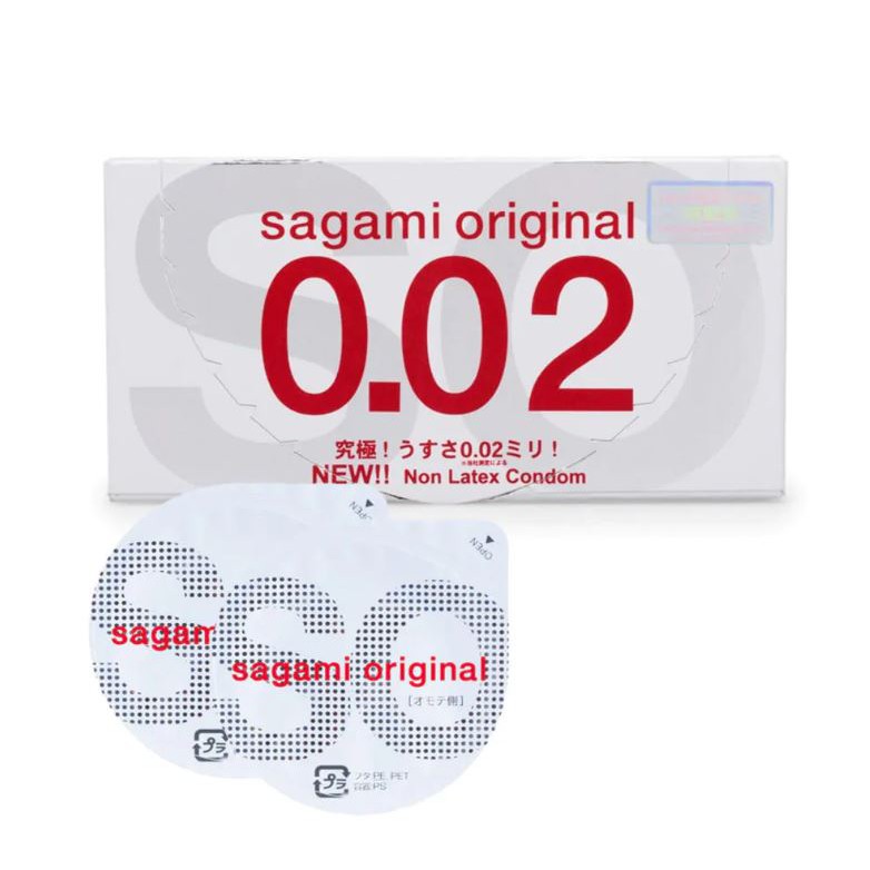 Bao Cao Su Siêu Mỏng SAGAMI ORIGINAL 0.02, bcs Nhật Bản, Hộp 2 chiếc