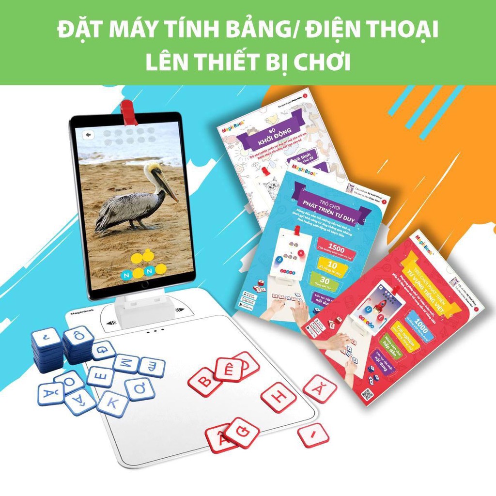 Trọn bộ Vẽ Hình và Bộ Phát Triển Từ Vựng Tiếng Việt - Trò chơi phát triển trí tuệ trẻ em - Magicbook - Size L BOX