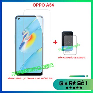 Combo Oppo A54/ A74/ A55 kính cường lực trong suốt không full màn hình+ dán bảo vệ camera trong suốt chống trầy, bụi bẩn