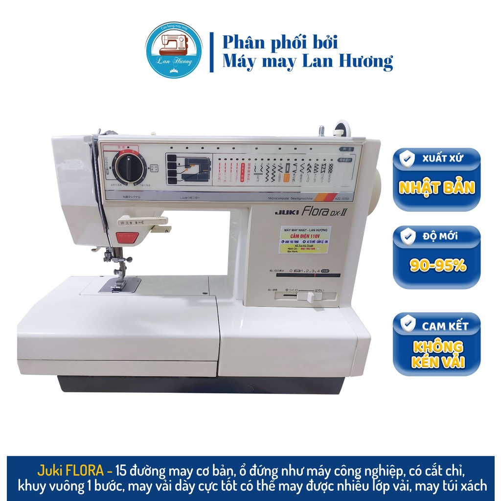 Máy May Gia Đình Nhật Juki Flora 550,5000,5300,5500,DXII - Dòng Máy Ổ Đứng Chạy Khỏe- May Được Túi Xách -Có Cắt Chỉ