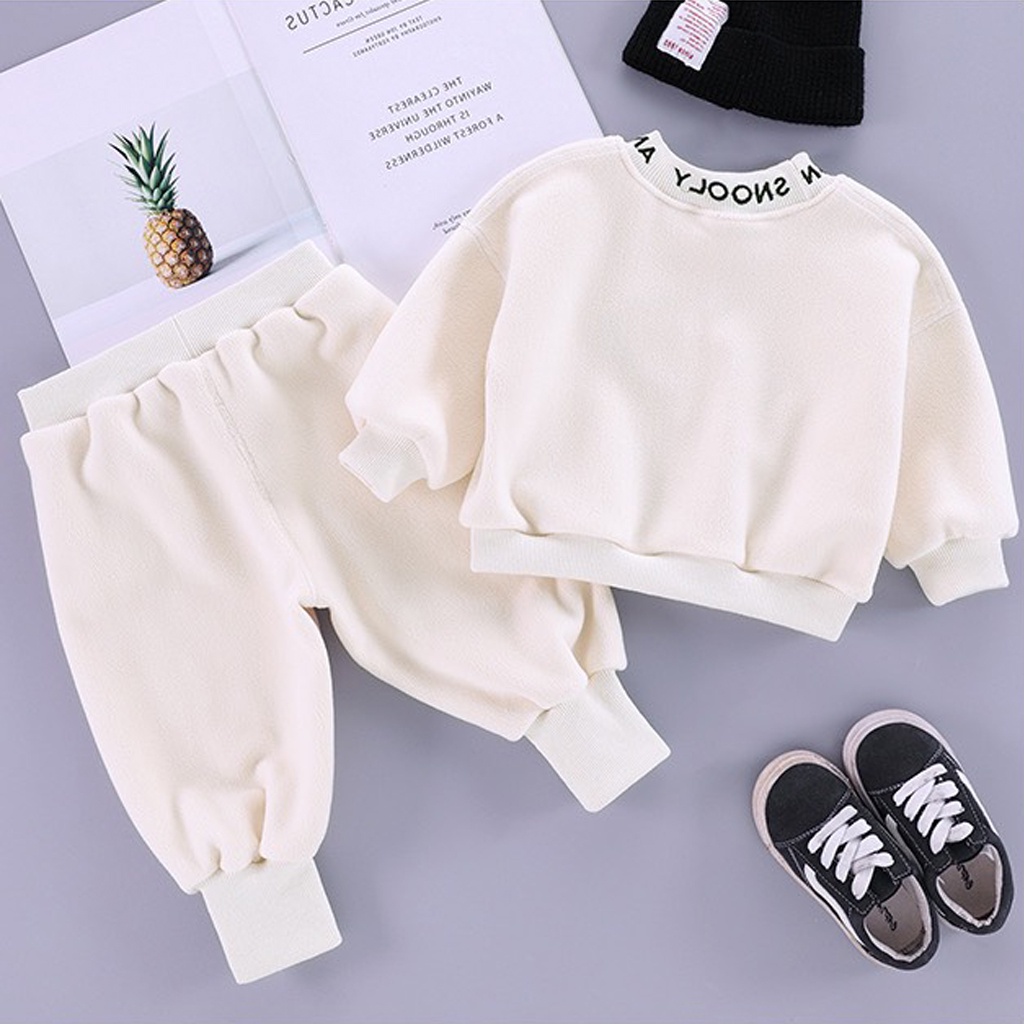 Bộ Nỉ Bông Cho Bé Trai Bé Gái, Bộ Nỉ Bông Thêu Hình Chú Chó Đáng Yêu Cho Bé Từ 7 - 27kg - Lila Kids