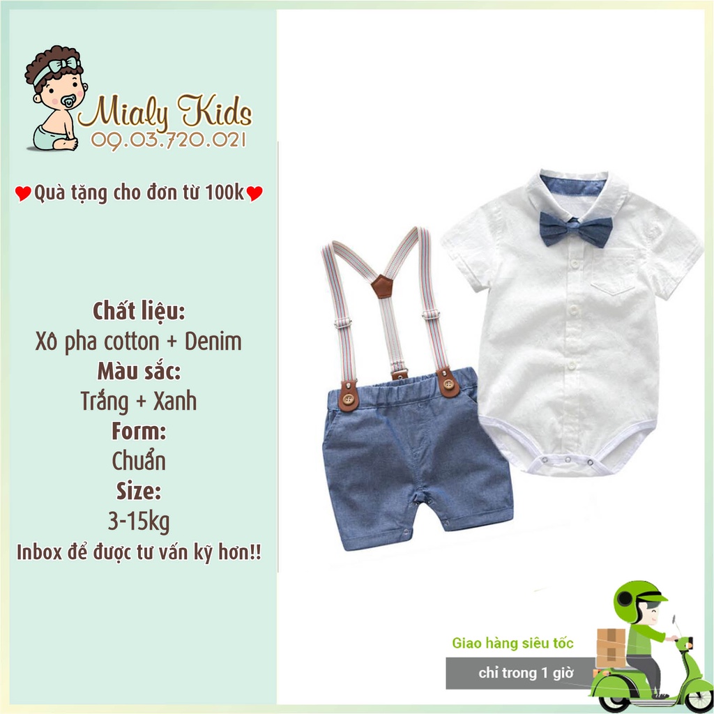 Quần áo trẻ em Mialy kids, Set yếm công tử cho bé trai mặc đầy tháng, thôi nôi, đi tiệc  - Vải mềm mại, thoáng