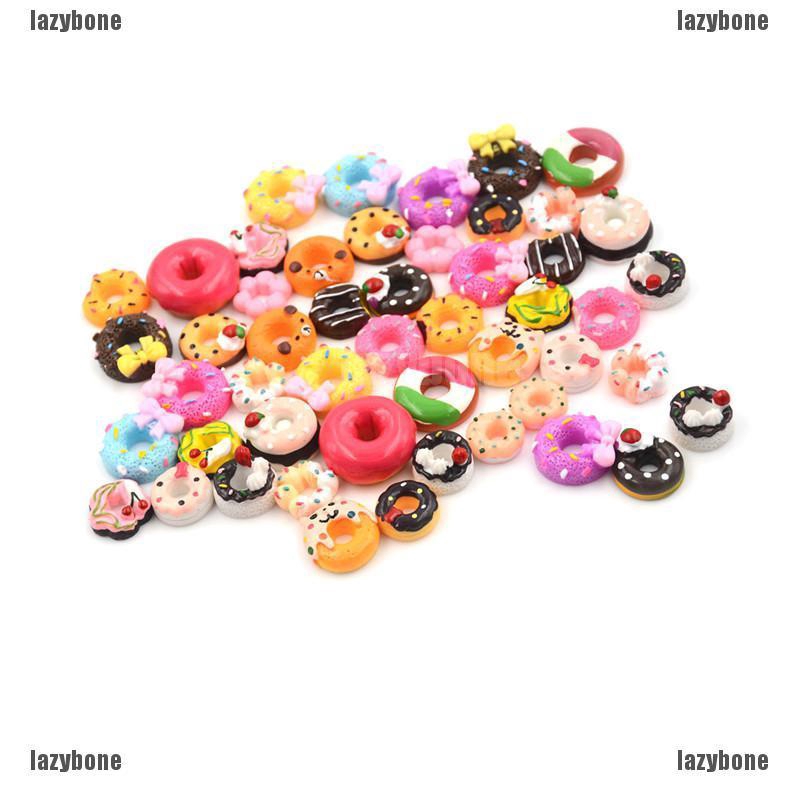 Bộ 10 Bánh donut mini Bằng Nhựa resin Dễ Thương Trang Trí Nhà Cửa