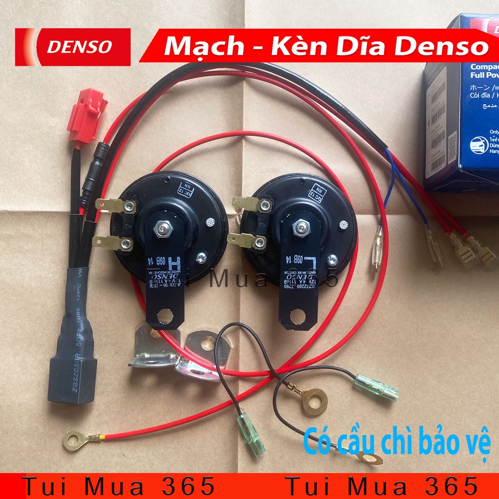 Combo Mạch Relay và Kèn Dĩa Denso gắn cho xe máy ( có cầu chì )