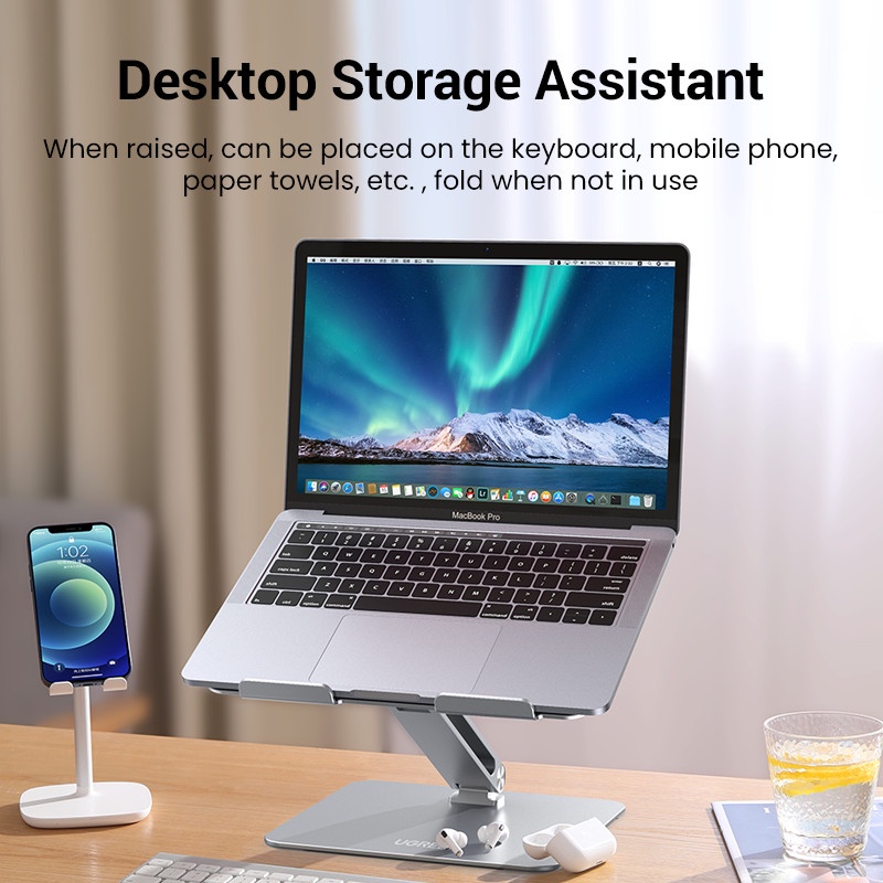 Giá đỡ tản nhiệt Lap top Ugreen 40291 LP339 (Hợp kim NHôm ,13-17inch có điều chỉnh cao thấp, xoay 180 độ) Chính Hãng