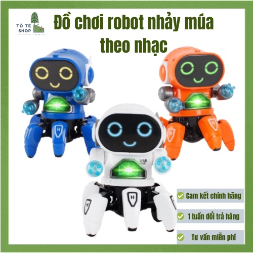 Đồ chơi robot nhảy múa theo điệu nhạc, Robot thông minh gắn đèn Led phát sáng vui nhộn, đồ chơi robot cho bé trai