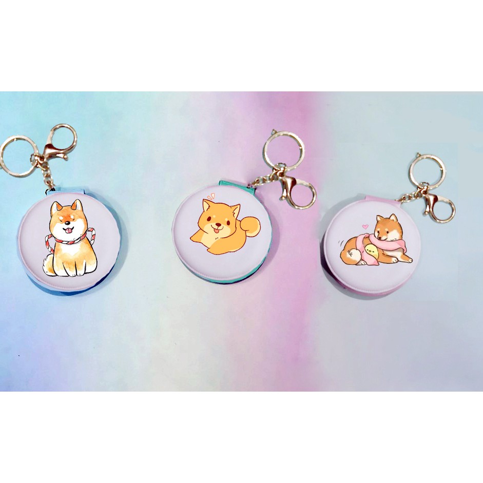 Gương shiba 2 mặt GIK20 móc khoá gương in hình hoạt hình cute dễ thương