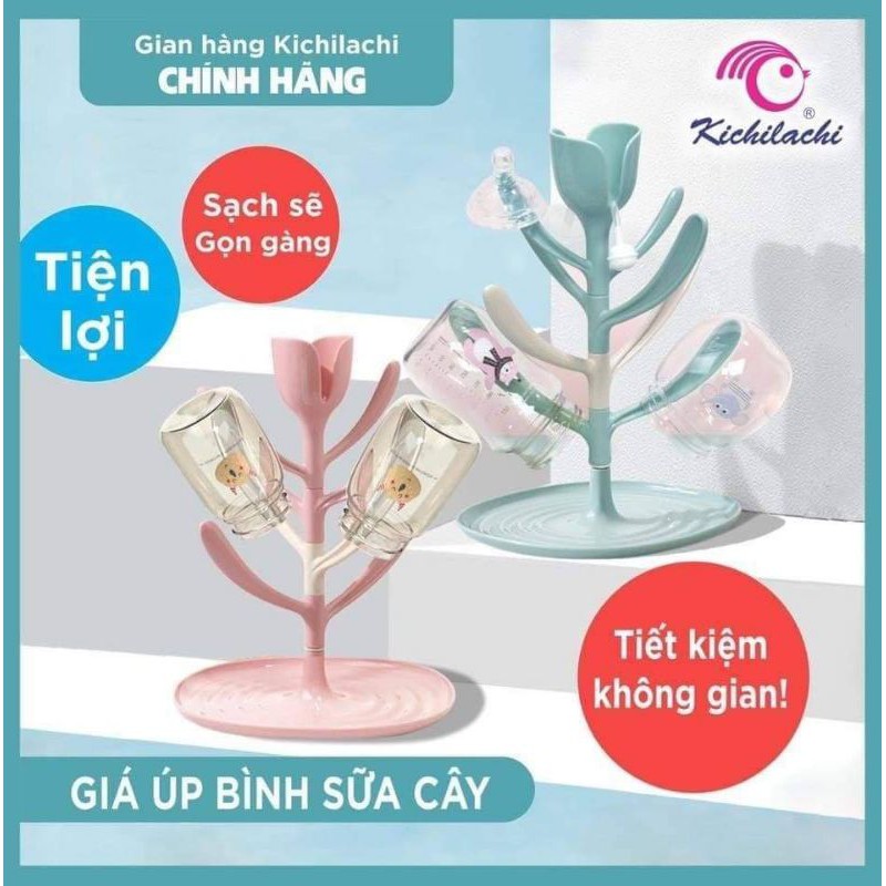 [Mã 267FMCGSALE giảm 8% đơn 500K] Khay úp, Giá úp bình sữa và núm ty Kichilachi hình cây sạch sẽ, tiện lợi