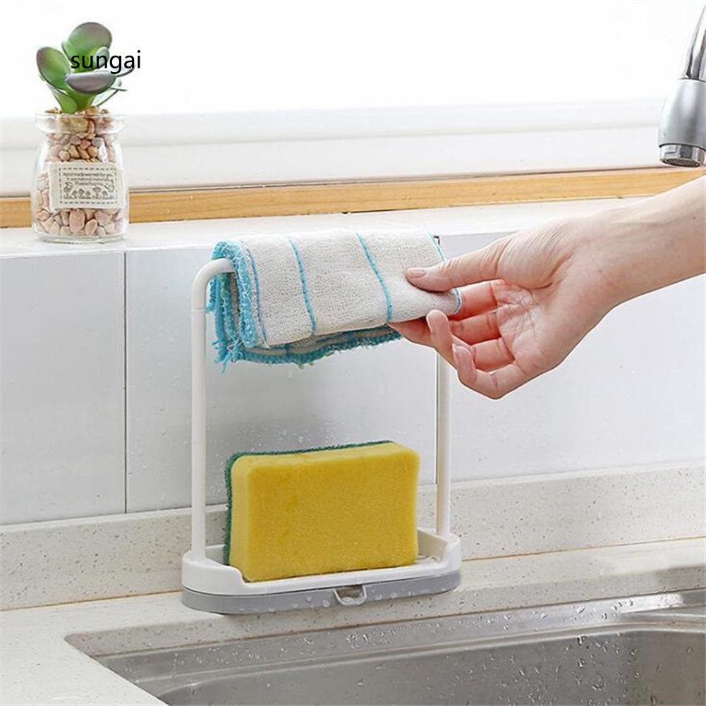 Giá để bọt biển rửa chén tích hợp thanh treo khăn tiện lợi cho nhà bếp | BigBuy360 - bigbuy360.vn